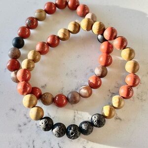 Beaded Bracelet Set | Lava stone | Gemstone | multi colour